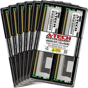 A-Tech 48GB Kit (12x4GB) RAM for Apple Xserve (Early 2009, 8-Core) | DDR3 1066/1067MHz PC3-8500 ECC RDIMM 240-Pin Memory Upgrade