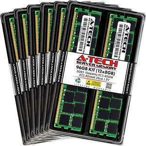 A-Tech 96GB Kit (12x8GB) RAM for Apple Xserve (Early 2009, 8-Core) | DDR3 1066/1067MHz PC3-8500 ECC RDIMM 240-Pin Memory Upgrade
