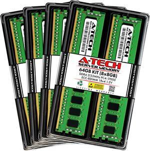 A-Tech 64GB (8x8GB) 1Rx4 PC4-17000R DDR4 2133 MHz ECC RDIMM Registered DIMM 288-Pin Single Rank x4 Server & Workstation RAM Memory Upgrade Kit