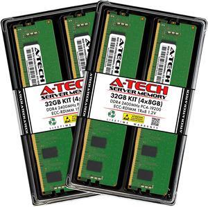 A-Tech 32GB (4x8GB) 1Rx8 PC4-19200R DDR4 2400 MHz ECC RDIMM Registered DIMM 288-Pin Single Rank x8 Server & Workstation RAM Memory Upgrade Kit