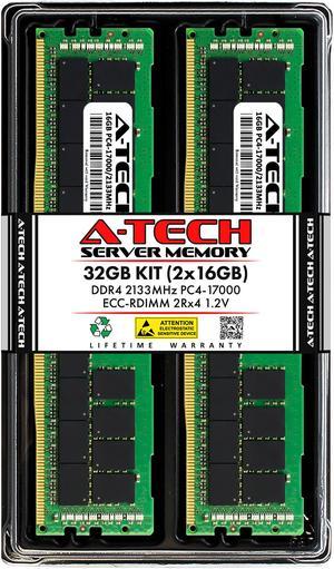 A-Tech 32GB (2x16GB) 2Rx4 PC4-17000R DDR4 2133 MHz ECC RDIMM Registered DIMM 288-Pin Dual Rank x4 Server & Workstation RAM Memory Upgrade Kit