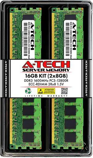 A-Tech 16GB (2x8GB) 2Rx8 PC3-12800R DDR3 1600 MHz ECC RDIMM 1.5V Registered DIMM 240-Pin Dual Rank x8 Server & Workstation RAM Memory Upgrade Kit