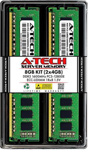 A-Tech 8GB (2x4GB) 1Rx8 PC3-12800E DDR3 1600 MHz ECC UDIMM 1.5V ECC Unbuffered DIMM 240-Pin Single Rank x8 Server & Workstation RAM Memory Upgrade Kit