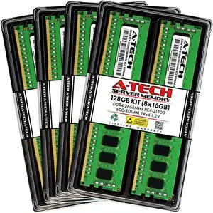 A-Tech 128GB (8x16GB) 1Rx4 PC4-21300R DDR4 2666 MHz ECC RDIMM Registered DIMM 288-Pin Single Rank x4 Server & Workstation RAM Memory Upgrade Kit