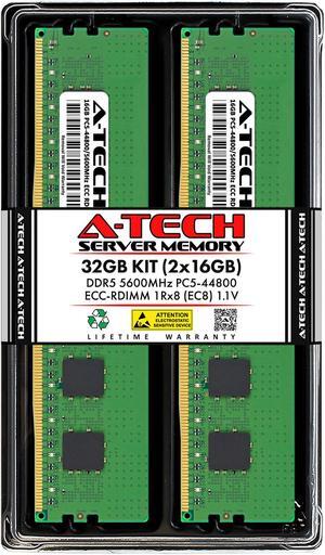 A-Tech 32GB (2x16GB) 1Rx8 PC5-44800R DDR5 5600 MHz EC8 RDIMM ECC Registered DIMM 288-Pin Single Rank x8 Server & Workstation RAM Memory Upgrade Kit