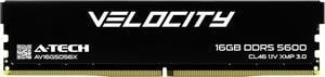 A-Tech Velocity 16GB DDR5 5600MHz (PC5-44800) CL46 XMP 3.0 UDIMM 1.1V Non-ECC DIMM 288-Pin Desktop PC Gaming Memory RAM Module - Black (AV16G5D56X)