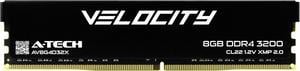 A-Tech Velocity 8GB DDR4 3200MHz (PC4-25600) CL22 XMP 2.0 UDIMM 1.2V Non-ECC DIMM 288-Pin Desktop PC Gaming Memory RAM Module - Black (AV8G4D32X)