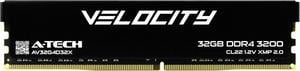 A-Tech Velocity 32GB DDR4 3200MHz (PC4-25600) CL22 XMP 2.0 UDIMM 1.2V Non-ECC DIMM 288-Pin Desktop PC Gaming Memory RAM Module - Black (AV32G4D32X)