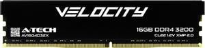 A-Tech Velocity 16GB DDR4 3200MHz (PC4-25600) CL22 XMP 2.0 UDIMM 1.2V Non-ECC DIMM 288-Pin Desktop PC Gaming Memory RAM Module - Black (AV16G4D32X)