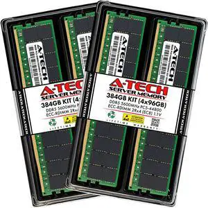 A-Tech 384GB Kit (4 x 96GB) DDR5 5600MHz EC8 RDIMM PC5-44800 ECC Registered 2Rx4 CL40 1.1V 288-Pin Server Workstation RAM Memory Modules