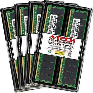 A-Tech 768GB Kit (8 x 96GB) DDR5 5600MHz EC8 RDIMM PC5-44800 ECC Registered 2Rx4 CL40 1.1V 288-Pin Server Workstation RAM Memory Modules