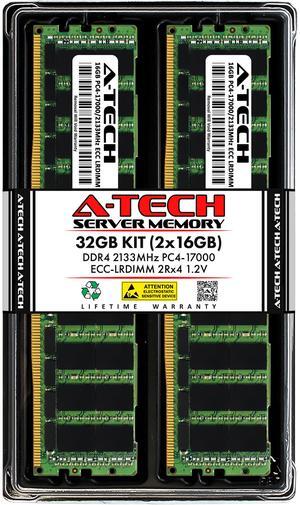 A-Tech 32GB (2x16GB) 2Rx4 PC4-17000L DDR4 2133 MHz ECC LRDIMM Load Reduced DIMM 288-Pin Dual Rank x4 Server & Workstation RAM Memory Upgrade Kit