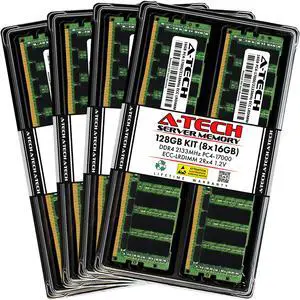 A-Tech 128GB (8x16GB) 2Rx4 PC4-17000L DDR4 2133 MHz ECC LRDIMM Load Reduced DIMM 288-Pin Dual Rank x4 Server & Workstation RAM Memory Upgrade Kit