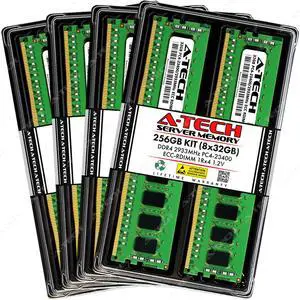 A-Tech 256GB (8x32GB) 1Rx4 PC4-23400R DDR4 2933 MHz ECC RDIMM Registered DIMM 288-Pin Single Rank x4 Server & Workstation RAM Memory Upgrade Kit