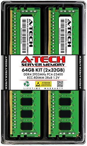 A-Tech 64GB (2x32GB) 2Rx8 PC4-23400R DDR4 2933 MHz ECC RDIMM Registered DIMM 288-Pin Dual Rank x8 Server & Workstation RAM Memory Upgrade Kit