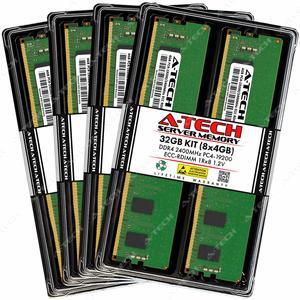 A-Tech 32GB (8x4GB) 1Rx8 PC4-19200R DDR4 2400 MHz ECC RDIMM Registered DIMM 288-Pin Single Rank x8 Server & Workstation RAM Memory Upgrade Kit