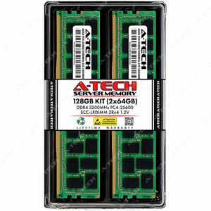 A-Tech 128GB (2x64GB) 2Rx4 PC4-25600L DDR4 3200 MHz ECC LRDIMM Load Reduced DIMM 288-Pin Dual Rank x4 Server & Workstation RAM Memory Upgrade Kit
