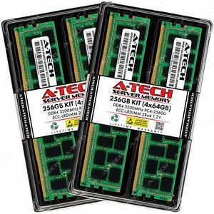 A-Tech 256GB (4x64GB) 2Rx4 PC4-25600L DDR4 3200 MHz ECC LRDIMM Load Reduced DIMM 288-Pin Dual Rank x4 Server & Workstation RAM Memory Upgrade Kit