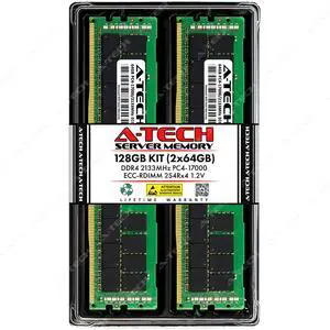 A-Tech 128GB (2x64GB) 2S4Rx4 (8Rx4 3DS) PC4-17000R DDR4 2133 MHz ECC RDIMM Registered DIMM 288-Pin Octal Rank x4 3DS/TSV Server & Workstation RAM Memory Upgrade Kit