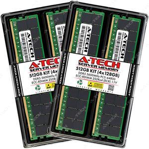 A-Tech 512GB (4x128GB) 2S2Rx4 (4Rx4 3DS) PC5-44800R DDR5 5600 MHz EC8 RDIMM ECC Registered DIMM 288-Pin Quad Rank x4 3DS/TSV Server & Workstation RAM Memory Upgrade Kit