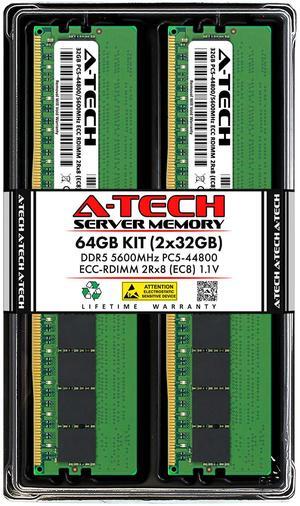 A-Tech 64GB (2x32GB) 2Rx8 PC5-44800R DDR5 5600 MHz EC8 RDIMM ECC Registered DIMM 288-Pin Dual Rank x8 Server & Workstation RAM Memory Upgrade Kit
