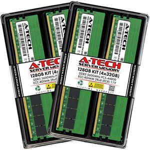 A-Tech 128GB (4x32GB) 2Rx8 PC5-44800R DDR5 5600 MHz EC8 RDIMM ECC Registered DIMM 288-Pin Dual Rank x8 Server & Workstation RAM Memory Upgrade Kit