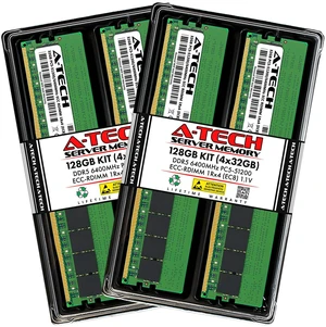 A-Tech 128GB (4x32GB) 1Rx4 PC5-51200R DDR5 6400 MHz EC8 RDIMM ECC Registered DIMM 288-Pin Single Rank x4 Server & Workstation RAM Memory Upgrade Kit A-Tech 128GB (4x32GB) 1Rx4 PC5-51200R DDR5 6400 MHz EC8 RDIMM ECC Registered DIMM 288-Pin Single Rank x4 Server & Workstation RAM Memory Upgrade Kit