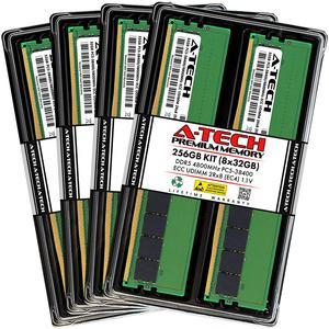 A-Tech 256GB (8x32GB) 2Rx8 PC5-38400E DDR5 4800 MHz ECC UDIMM Unbuffered DIMM 288-Pin Dual Rank x8 Server & Workstation RAM Memory Upgrade Kit