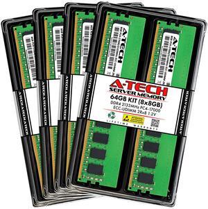 A-Tech 64GB (8x8GB) 2Rx8 PC4-17000E DDR4 2133 MHz ECC UDIMM Unbuffered DIMM 288-Pin Dual Rank x8 Server & Workstation RAM Memory Upgrade Kit