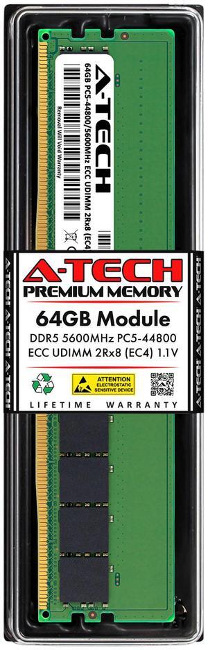 A-Tech 64GB 2Rx8 PC5-44800E DDR5 PC5-44800 MHz ECC UDIMM Unbuffered DIMM 288-Pin Dual Rank x8 Server & Workstation RAM Memory Upgrade Module