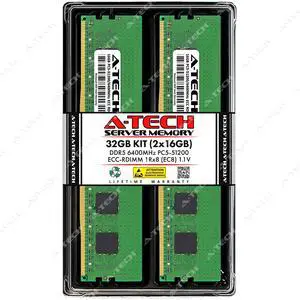 A-Tech 32GB (2x16GB) 1Rx8 PC5-51200R DDR5 6400 MHz EC8 RDIMM ECC Registered DIMM 288-Pin Single Rank x8 Server & Workstation RAM Memory Upgrade Kit A-Tech 32GB (2x16GB) 1Rx8 PC5-51200R DDR5 6400 MHz EC8 RDIMM ECC Registered DIMM 288-Pin Single Rank x8 Server & Workstation RAM Memory Upgrade Kit
