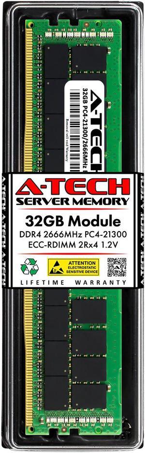 A-Tech 32GB 2Rx4 PC4-21300 DDR4 2666 ECC REG RDIMM Registered DIMM 288-Pin Dual Rank x4 Server RAM Memory Module