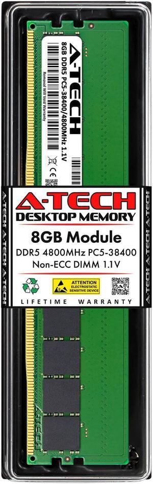 A-Tech 8GB DDR5 4800MHz DIMM PC5-38400 Non-ECC Unbuffered CL40 UDIMM 288-Pin 1.1V Desktop RAM Memory Module