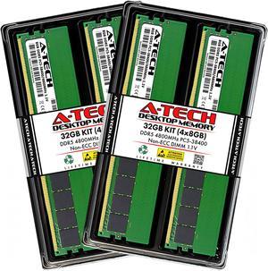 A-Tech 32GB Kit (4 x 8GB) DDR5 4800MHz DIMM PC5-38400 Non-ECC Unbuffered CL40 UDIMM 288-Pin 1.1V Desktop RAM Memory Modules