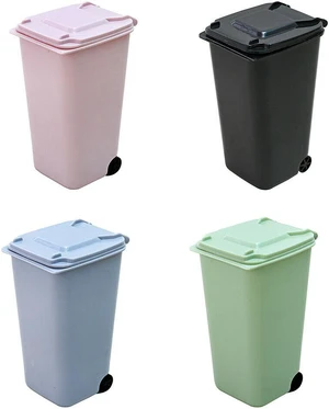 4 Pack Small Trash Can Mini Curbside Bin with Lid Desk Organizer Pen Holder 4 Pack Small Trash Can Mini Curbside Bin with Lid Desk Organizer Pen Holder