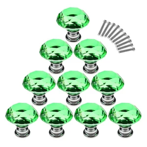 10Pcs Crystal Glass Cabinet Knob Diamond Shape 30mm Drawer Cupboard Handle Pull 10Pcs Crystal Glass Cabinet Knob Diamond Shape 30mm Drawer Cupboard Handle Pull