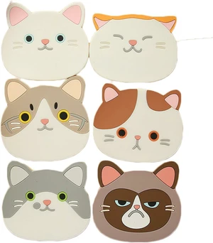 6 Pack Cat Coasters Mug Cushion Tea Cup Pad Tableware Mat Silicone Place Mat 6 Pack Cat Coasters Mug Cushion Tea Cup Pad Tableware Mat Silicone Place Mat