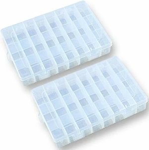2 Pack 24 Grids Plastic Storage Box Jewelry Earring Tool Containers Organizer 2 Pack 24 Grids Plastic Storage Box Jewelry Earring Tool Containers Organizer
