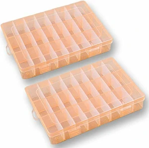 2 Pack 24 Grids Plastic Storage Box Jewelry Earring Tool Containers Organizer 2 Pack 24 Grids Plastic Storage Box Jewelry Earring Tool Containers Organizer