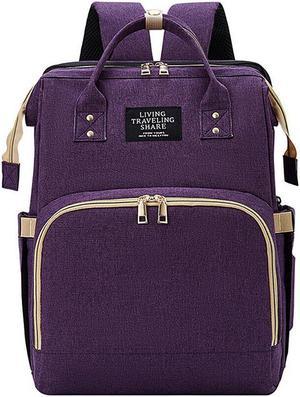 3 in 1 Foldbale Diaper Bag Baby Bed Portable Bassinet Crib Backpack Travel/Sleep(Purple)