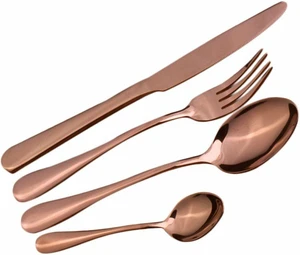 4Pcs Flatware Rainbow Dinnerware Stainless Steel Tableware Set Fork Spoon Knife(Rose Gold) 4Pcs Flatware Rainbow Dinnerware Stainless Steel Tableware Set Fork Spoon Knife(Rose Gold)
