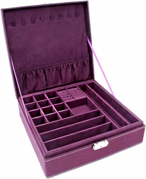 Two-Layer Lint Large Jewelry Box Organizer Display Storage case with Lock Two-Layer Lint Large Jewelry Box Organizer Display Storage case with Lock
