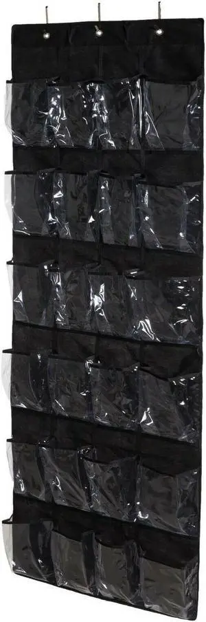 24 Wide Pockets Over the Door Shoe Organizer Hanging Shoe Holder PVC