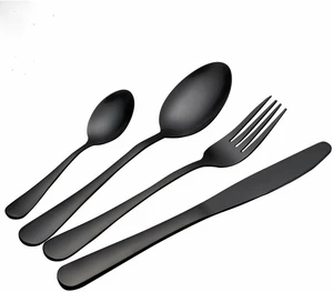 4Pcs Flatware Rainbow Dinnerware Stainless Steel Tableware Set Fork Spoon Knife(Black) 4Pcs Flatware Rainbow Dinnerware Stainless Steel Tableware Set Fork Spoon Knife(Black)