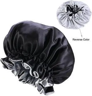 Double-sided Satin Night Sleep Cap Hair Bonnet Hat Head Cover w/ Elastic Band