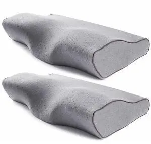 US 2 Pack Contour Memory Foam Pillows for Neck Pain Relief with Washable Cover US 2 Pack Contour Memory Foam Pillows for Neck Pain Relief with Washable Cover