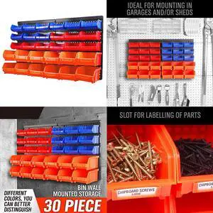 US Wall Mounted Storage Bins Container 30-Bin Rack Organizer Garage Tools Crafts US Wall Mounted Storage Bins Container 30-Bin Rack Organizer Garage Tools Crafts
