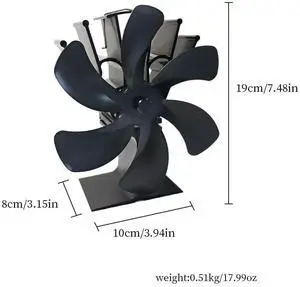 US 6 Blades Wood Stove Fan Heat Powered Eco Fireplace Fan Log Burner Fuel Saving US 6 Blades Wood Stove Fan Heat Powered Eco Fireplace Fan Log Burner Fuel Saving