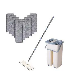 US 1 Sets Flat Mop Bucket System Reusable Microfiber Pads Cleaning Wet Dry Use US 1 Sets Flat Mop Bucket System Reusable Microfiber Pads Cleaning Wet Dry Use