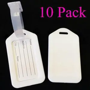 Pack of 10 Travel Luggage Bag Tag Plastic Suitcase Baggage Office Label, White Pack of 10 Travel Luggage Bag Tag Plastic Suitcase Baggage Office Label, White